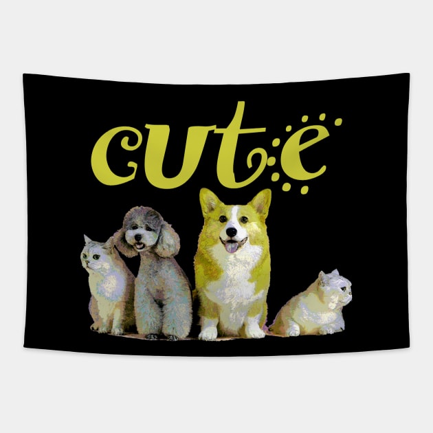 Cute Dogs and Cats Tapestry by SandraKC