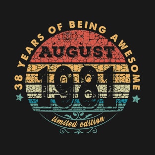 Born In August 1981 Vintage Shirt ,38th Years Old Shirts,Born In 1981,38th Anniversary 1981 Gift, T-Shirt