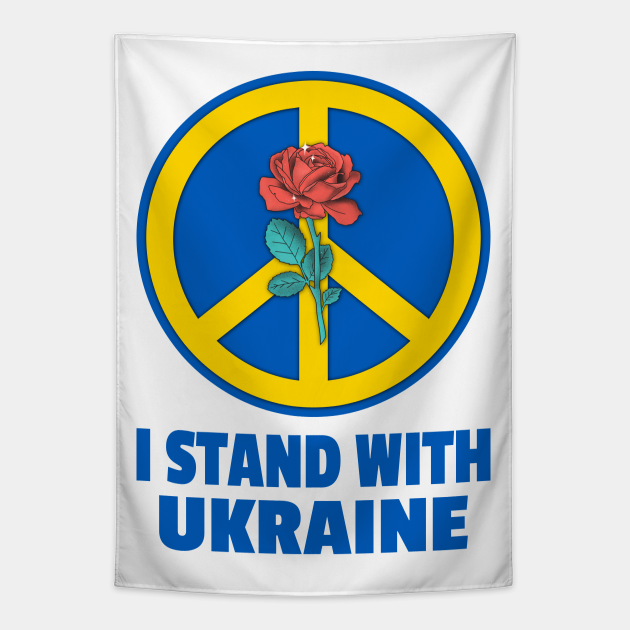 Disover I Stand With Ukraine, Peace Symbol, Ukraine Flag Colors, Light Colors - I Stand With Ukraine - Tapestry