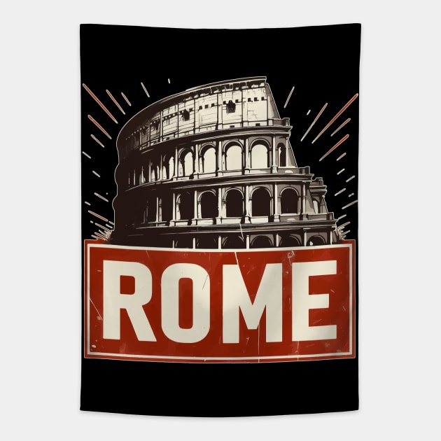 Italy Rome coliseum colosseum Travel Vintage Tapestry by TomFrontierArt