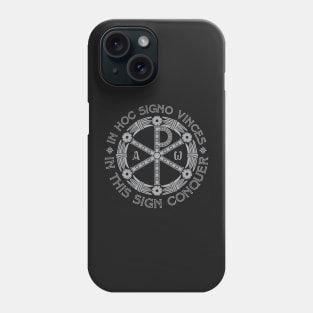 In Hoc Signo Vinces | In this Sign Conquer | Chi Rho | Grey on Black Phone Case