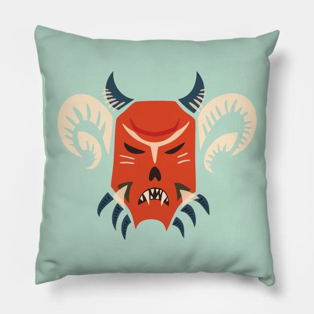 Kuker Evil Demon Mask Pillow by Boriana Giormova