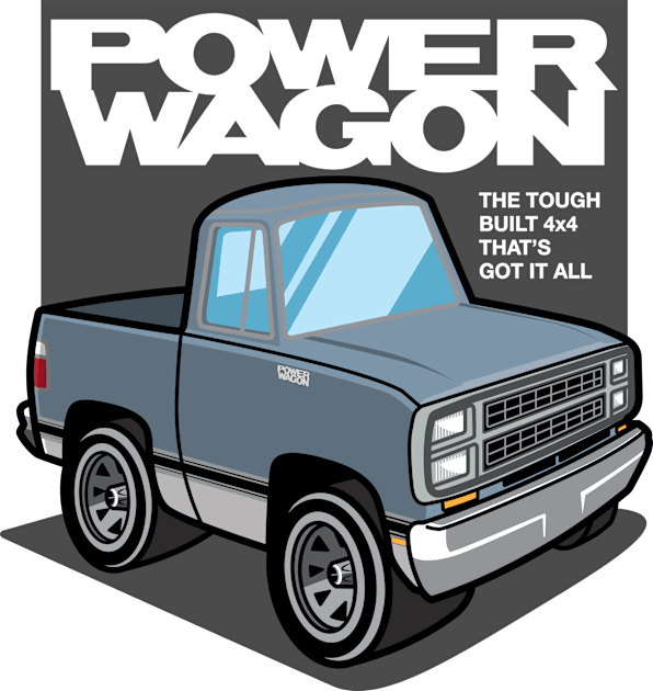 Frost Blue Metallic - Power Wagon (1980 - White-Based) Kids T-Shirt by jepegdesign