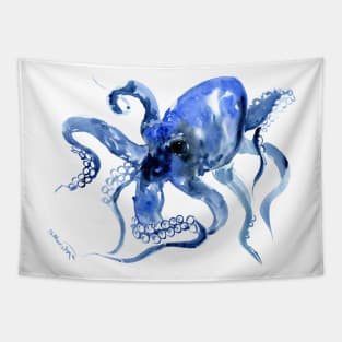 Navy Blue OCtopus Artwork Tapestry