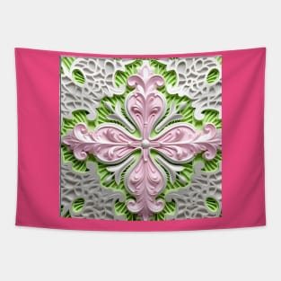 Pink and Lime Green Design With Filigree Tapestry