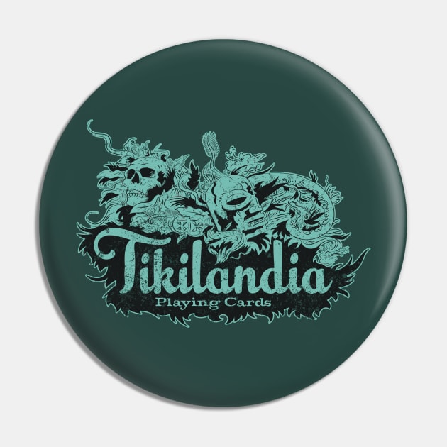 Distressed Tikilandia Playing Cards Logo Pin by zerostreet