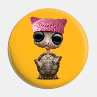 Cute Baby Turtle Wearing Pussy Hat Pin