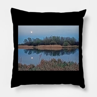 Moonlight Reflection, Longham Lakes, March 2024 Pillow