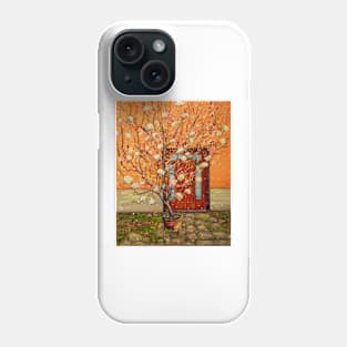 Blooming tree in front of the door. Castello de Empuries Phone Case