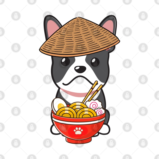 Funny French Bulldog Eating Noodles by Pet Station