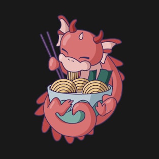 Cute Dragon with Ramen - Kawaii Designs T-Shirt