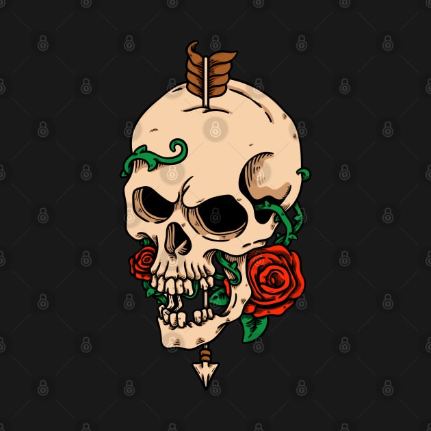 Skull And Rose by andhiika