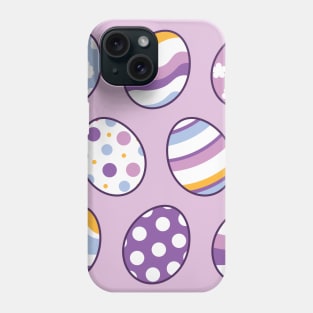 Egg Pattern | Purple Orange | Stripes Clouds Flowers Dots | Light Purple Phone Case