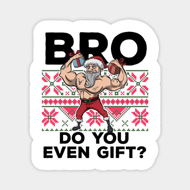 Ugly Christmas Workout Lifting Santa Claus Gym Fitness Gift Magnet by TellingTales