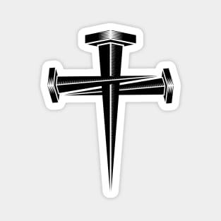 Christian illustration. Cross from crucifixion nails. Magnet