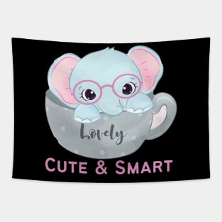 Lovely Cute and Smart Sweet little elephant in glasses cute baby outfit Tapestry