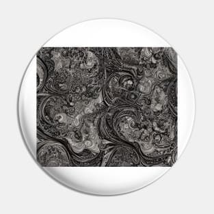 Abstract Dark Black and White Ornate Graphite Drawing Pin