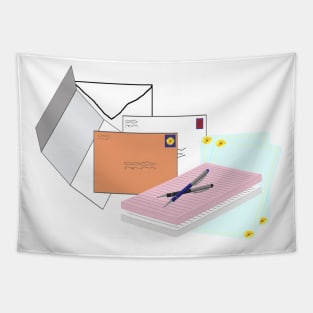 Snail Mail Happy Mail (Stacked Version – White Background) Tapestry