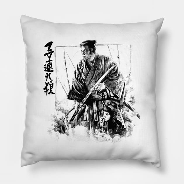 lone wolf and cub Pillow by Sparkledoom