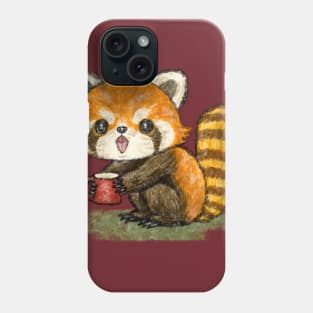 Red panda with a mug Phone Case