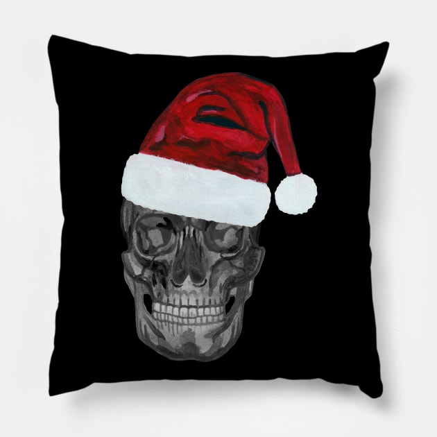 Christmas skull Pillow by deadblackpony