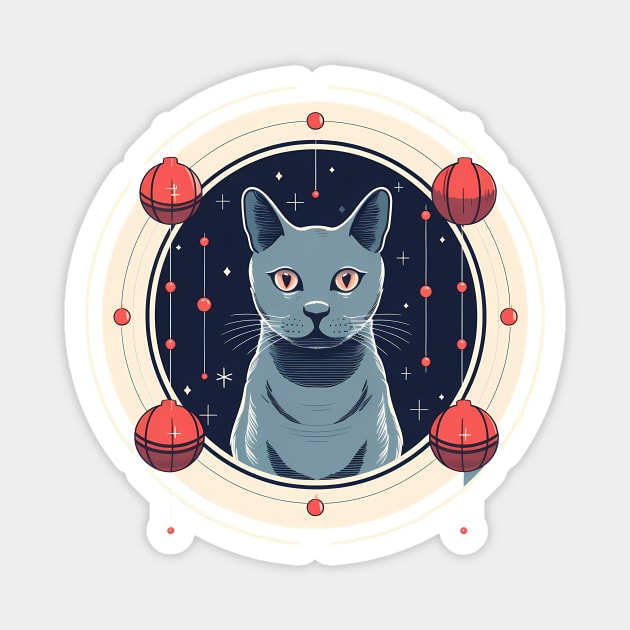 Russian Blue Cat Xmas Ornament, Love Cats Magnet by logiamerch