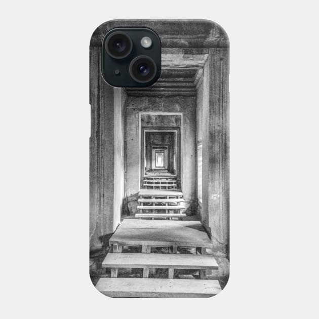 Endless Portals, Angkor Wat - BW Phone Case by BrianPShaw