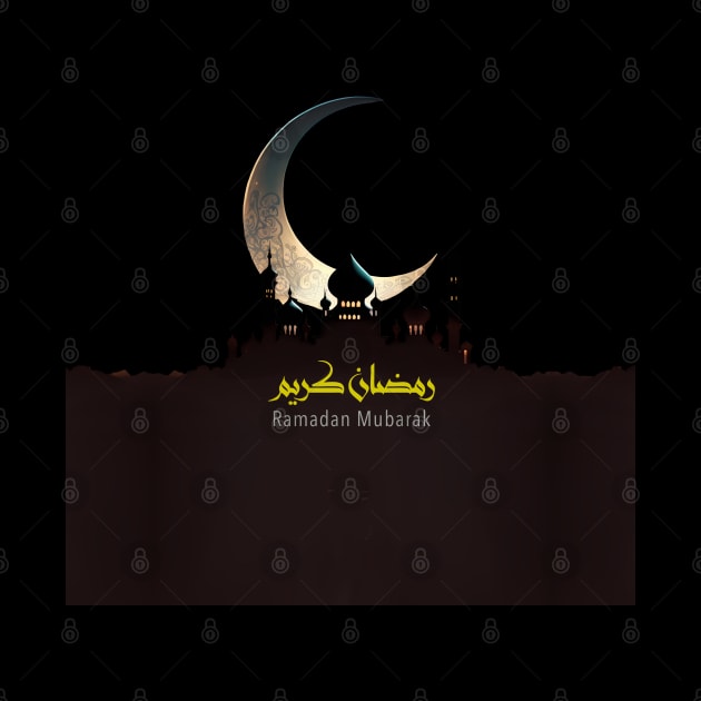 Ramadan Mubarak: with no fill background (Choose your own Dark Background) by Puff Sumo