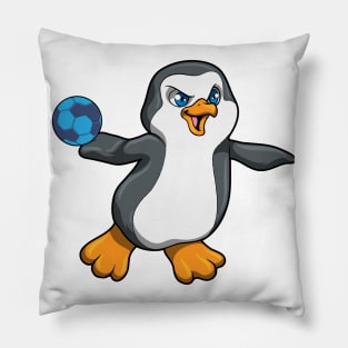 Penguin at Sports with Handball Pillow