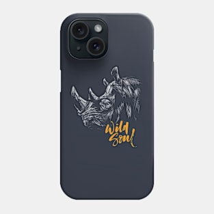 Rhino   |   Hand Drawn Illustration   |   With Lettering Phone Case