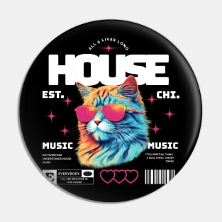 HOUSE MUSIC  - Cool Cat in Shades (white/pink) Pin