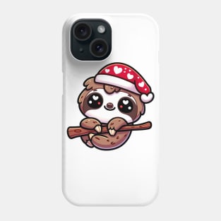 Cute Kawaii Valentine's Sloth with a Hearts Hat Phone Case