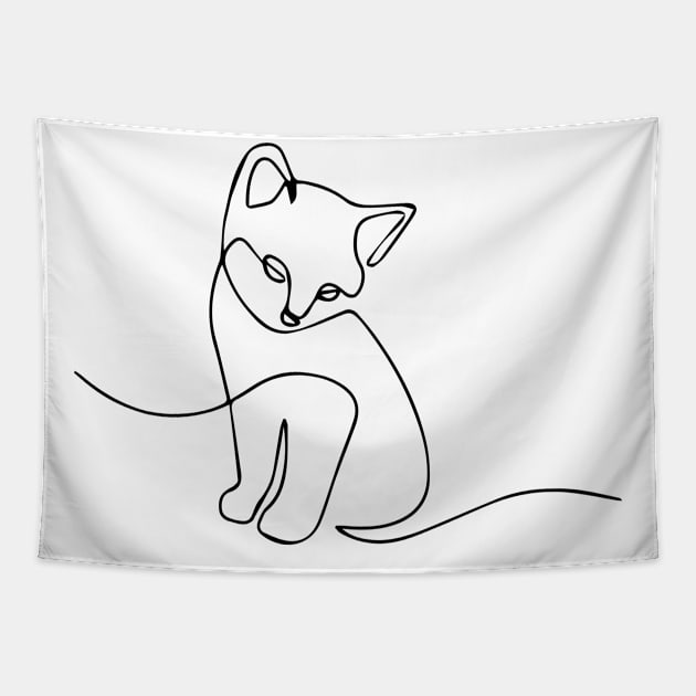 cat line art Tapestry by zaiynabhw