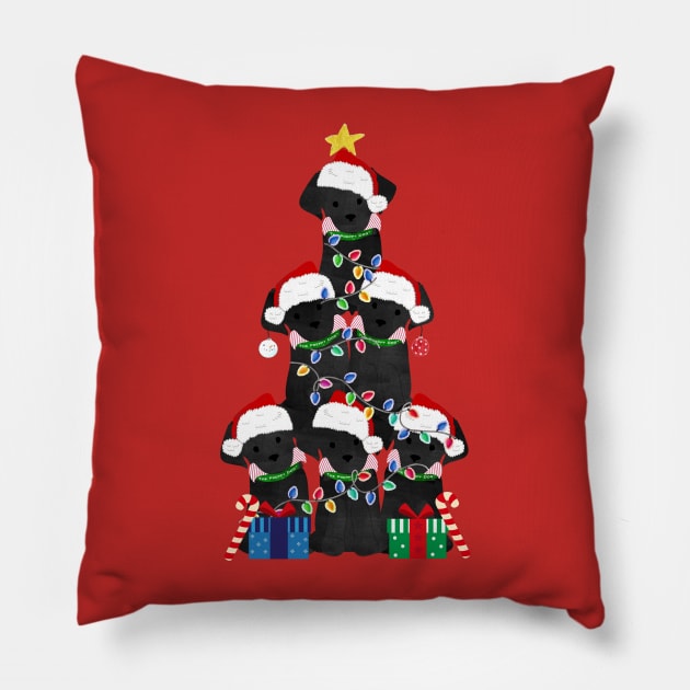Black Lab Puppy Christmas Tree Pillow by EMR_Designs