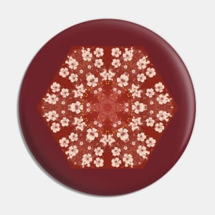 Aloha Hibiscus Kaleidoscope Pattern on Red Pin