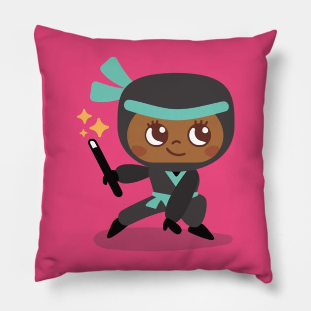 Teal Ninja Pillow by Language Ninjas