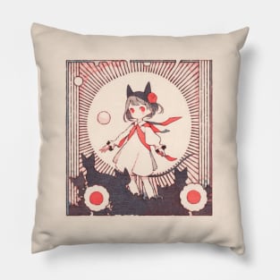 Paper Illustration of Devil Girl Pillow