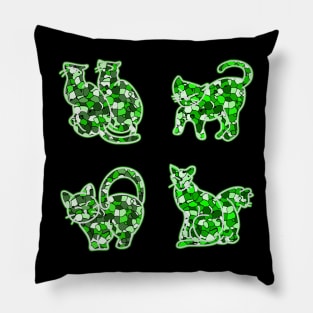 Crystal Group Cat (green) Pillow