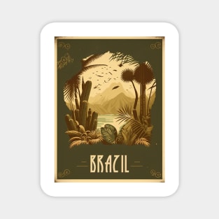 Brazil Rainforest Vintage Travel Art Poster Magnet