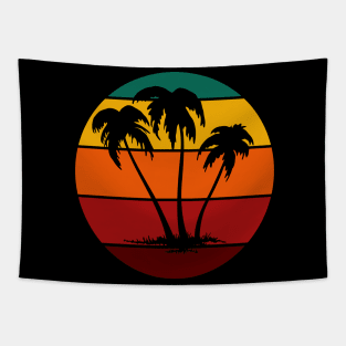 Sunset Palm Tree Retro Vintage Design Tapestry