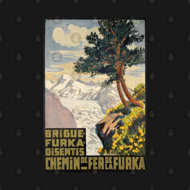 Brigue-Furka-Disentis, Chemin de Fer de la Furka,Travel poster by BokeeLee