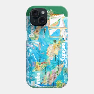 Aruba_Bonaire_Curacao_Illustrated_Travel_Map_with_RoadsXS Phone Case