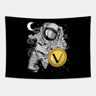 Astronaut Reaching Vechain Crypto VET Coin To The Moon Token Cryptocurrency Wallet Birthday Gift For Men Women Kids Tapestry