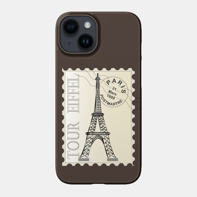 Lispe Tour Eiffel Vintage Look Stamp Phone Case by Lispe