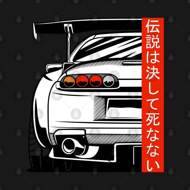 Supra 2JZ JDM Tuning Car 90s "Legends never die" by Automotive Apparel & Accessoires