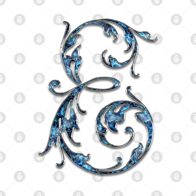 Ornate Blue Silver Letter E by skycloudpics