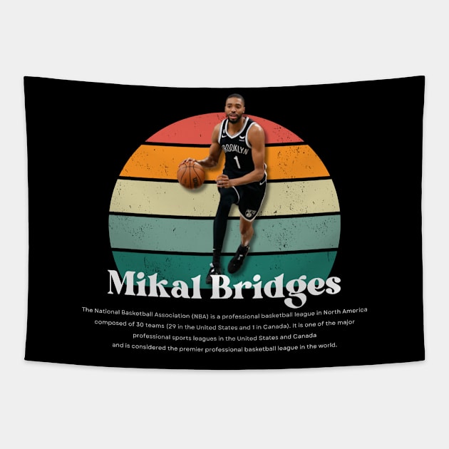 Mikal Bridges Vintage V1 Tapestry by Gojes Art