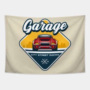 Garage City Street Racing Badge Tapestry