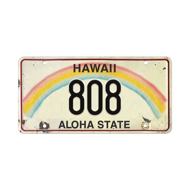 808 Vintage Hawaii License Plate by HaleiwaNorthShoreSign