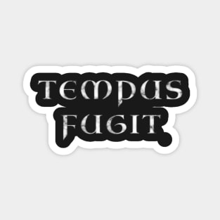 Tempus Fugit, Roman Latin Motto - Marble over Blood Red Leather Magnet